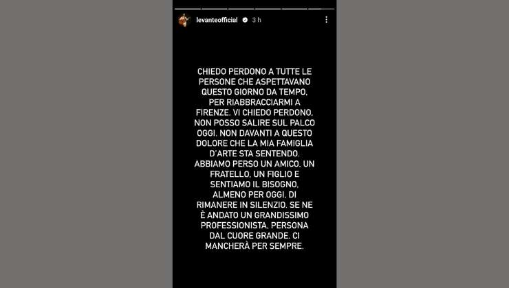 levante Non posso salire sul palco adesso