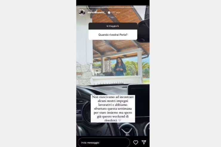 Mirko Brunetti e Perla Vatiero più lontani che mai