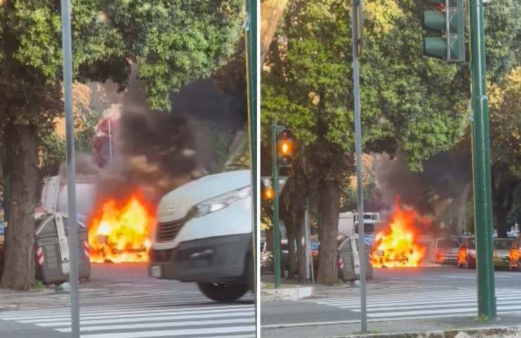 Andrea Delogu auto in fiamme