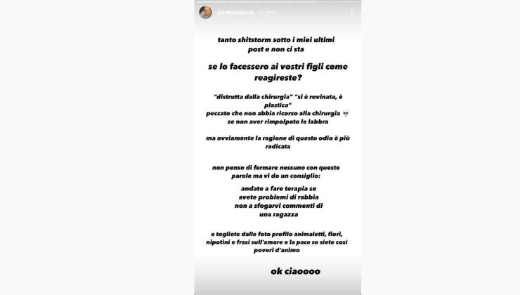 jasmine carrisi sfogo durissimo