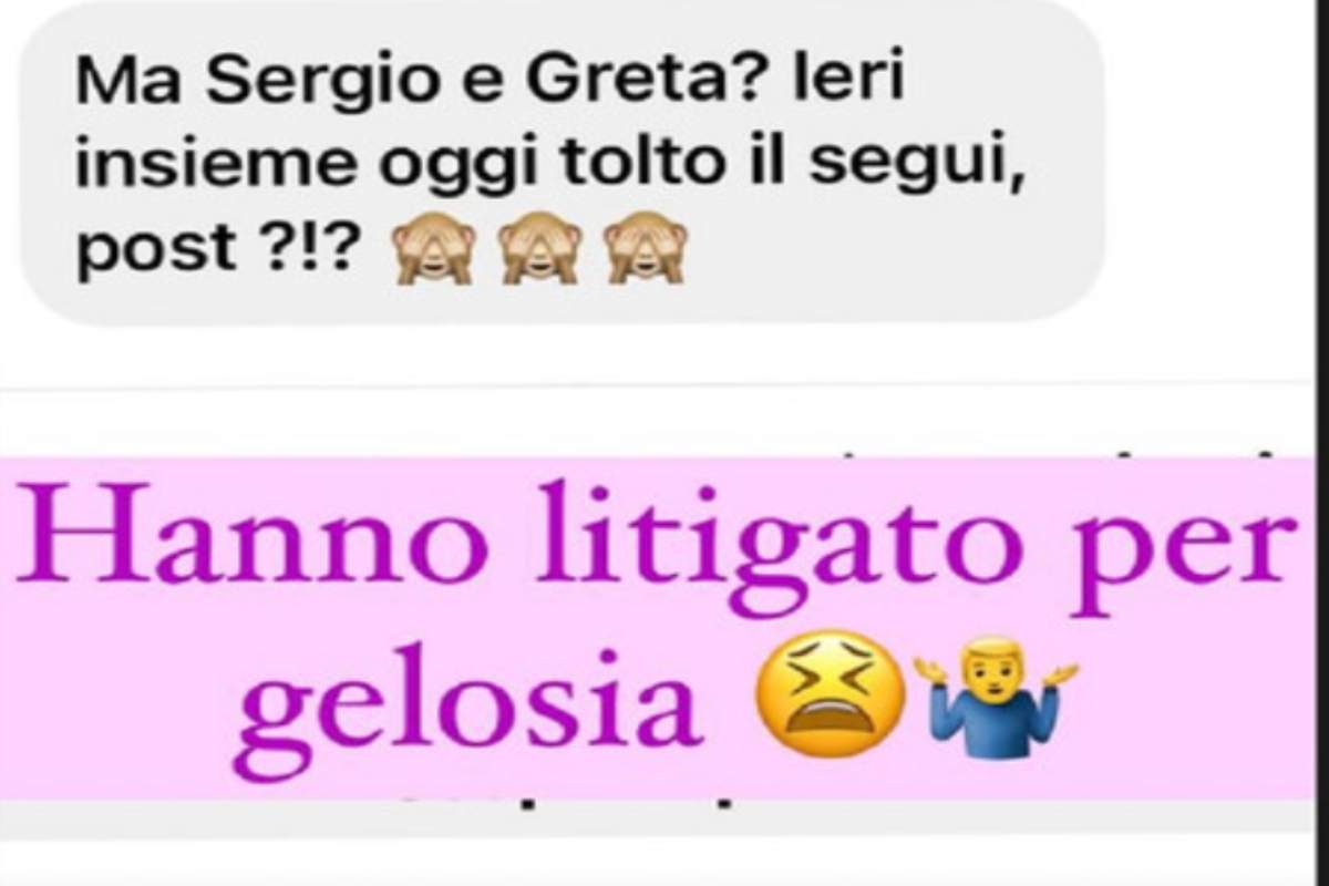 Sergio e Greta avrebbero litigato per gelosia