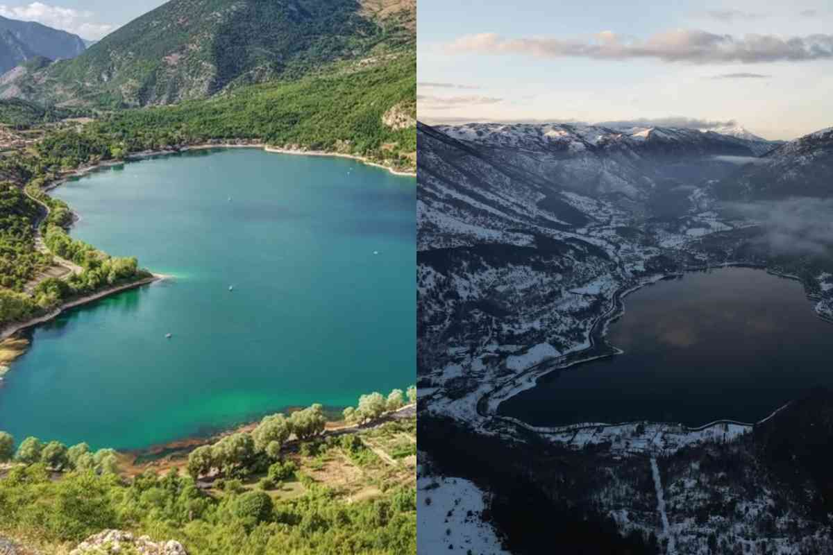 Il lago di Scanno d'estate e d'inverno