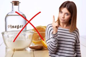 aceto bicarbonato limone e donna gesto no