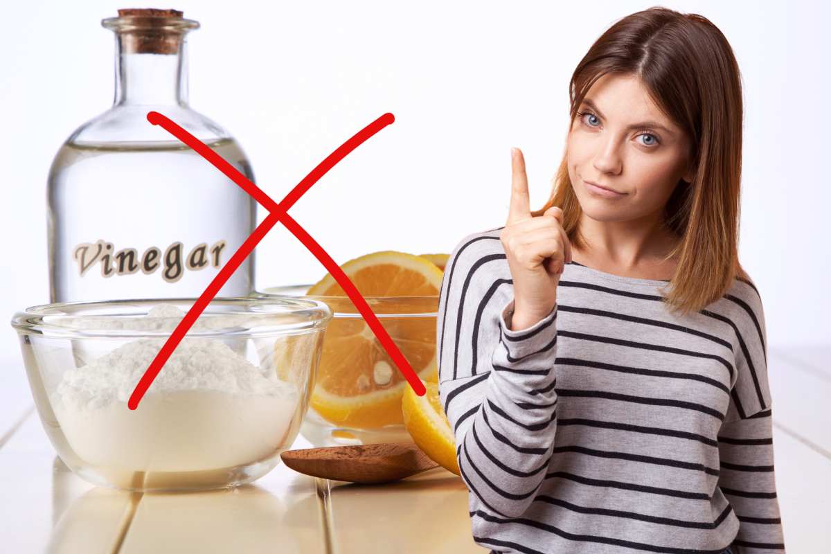 aceto bicarbonato limone e donna gesto no