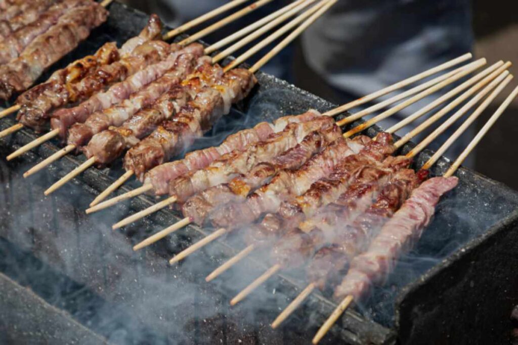 arrosticini in cottura