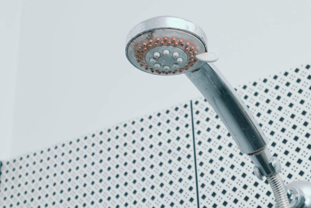 soffione della doccia pieno di calcare